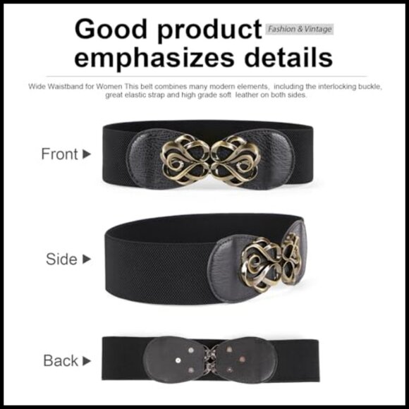Vintage Wide Elastic Waist Belts Stretchy Retro Chic Dress Accessory 4 Pack main image 4